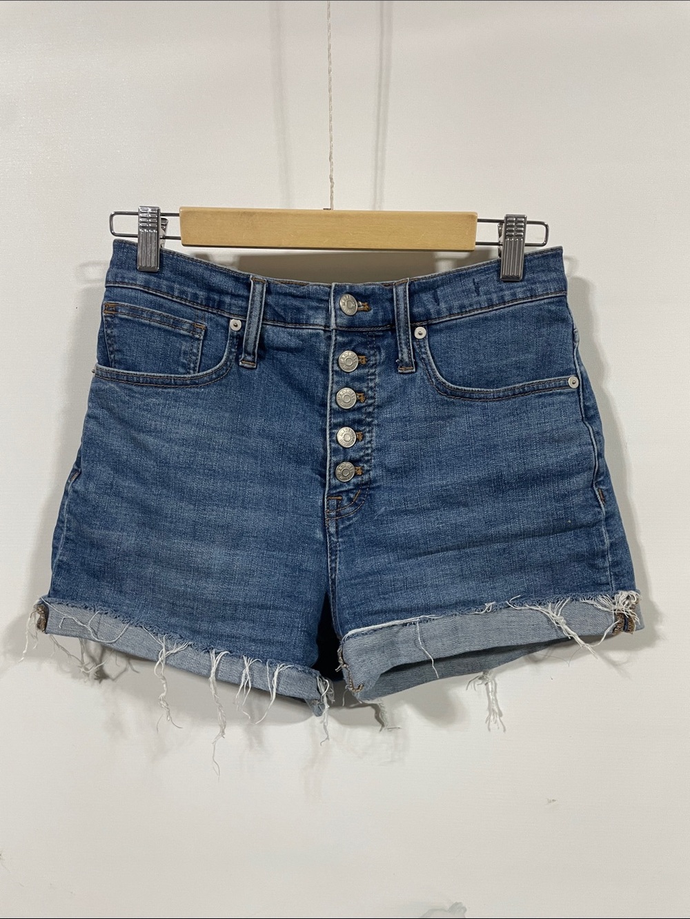Madewell High-Rise Button-Fly Denim Shorts - Blue